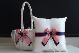 Navy Wedding Pillow Basket Set