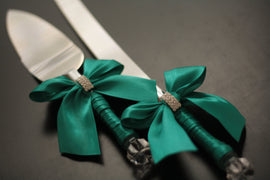Emerald Wedding Cake Server Set / Green Wedding Cake Cutting Set / Cake Serving set / Wedding cake knife and Server \ Wedding knife set