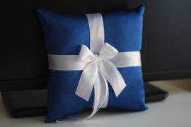 Royal Ring Bearer Pillow \ Blue wedding pillow \ Blue wedding basket \ Cobalt Ring Holder & Blue Flower Girl Basket, Blue Pillow Basket Set