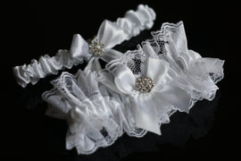 White Bridal Garter Set \ White Wedding Garter Set \ Lace Toss Garter \ Lace Keepsake Garter \ Lace Bridal Garters \ White Prom Garter