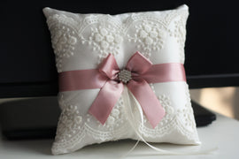 Mauve Ring Bearer Pillow \ Pink ring holder, Mauve Ring Pillow, Gusty Rose Wedding Pillow, Pink Wedding Pillow Basket Set, Dusty Rose Bearer