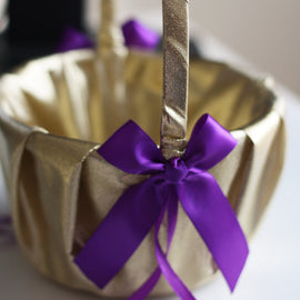 Gold Flower Girl Basket \ Gold Purple Wedding \ Purple Wedding Basket \ Gold Wedding Basket \ Purple Girl Basket \ Wedding Ceremony Basket