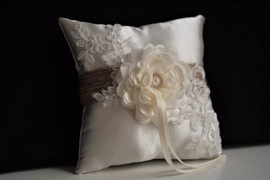 Burlap ring bearer best sale pillow