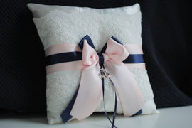 Navy Pink Bearer / Blush pink bearer pillow / Blush navy bearer pillow / Navy ring pillow / Blush navy wedding ring pillow / Anchor Bearer