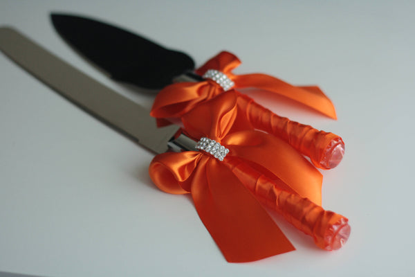 Orange Cake Server Set, Orange Wedding Cake Cutting Set / Orange Cake Serving set / Wedding cake knife and Server \ Wedding knife set