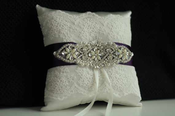 Plum Eggplant Flower Girl Basket and Ring Bearer Pillow Wedding Set Alex Emotions