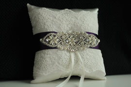 Plum Ring Bearer Pillow / Jewel Wedding Pillow / Lace Plum Bearer / Plum Ring Holder Plum Flower Girl Basket Pillow Set Jewel Wedding Basket