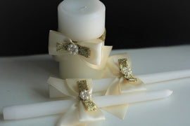 Gold Wedding Candles / Church unity candles / Gold Unity Candles / Wedding Unity Candle Ceremony Candles / Ivory Gold candle / stick candles