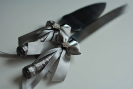 Gray Cake Server Set, Gray Wedding Cake Cutting Set / Gray Cake Serving set / Wedding cake knife and Server \ Wedding knife set