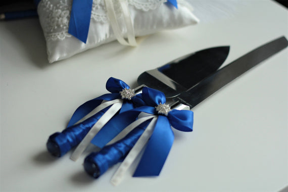 Royal Blue Cake Server Set, Cobalt blue Wedding Cake Cutting Set / Blue Cake Serving set / Wedding cake knife and Server \ Wedding knife set