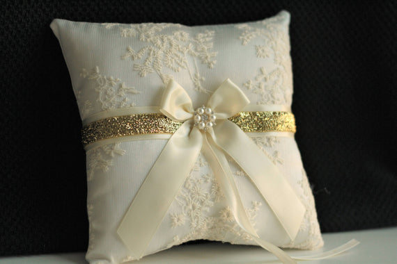 Gold Ring Bearer Pillow Ivory unity candles Ivory Gild Bearer Ivory Wedding Pillow Ivory Gold Candles Ivory Wedding Candle Ivory Ring Holder