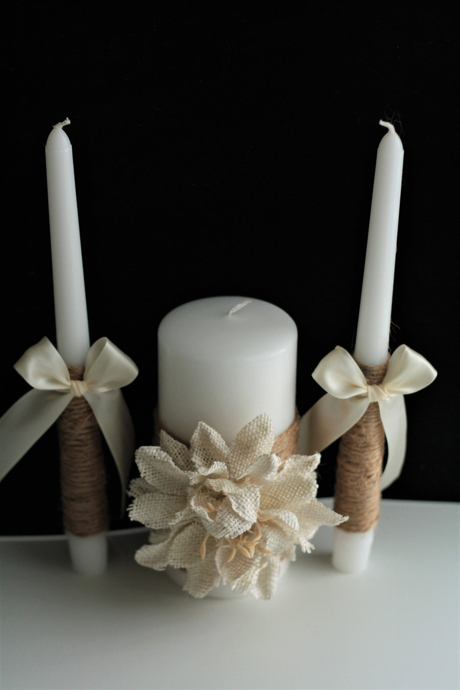Rustic Unity Candle Set, Rustic Wedding Candles, Burlap Unity Candles ...