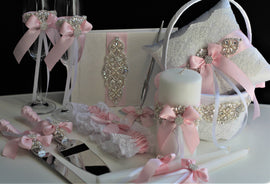 Pink Wedding Accessories, Pink Flower Girl Basket, Pink Ring Bearer Pillow, Blush Pink Bearer, Blush Wedding Basket, Pink Wedding Pillow