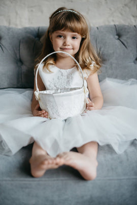 Flower Girl Basket, Ring Holder, Ivory Ring Bearer Pillow, Lace Ring Pillow, Beige Wedding Ring Bearer, Lace Wedding Basket Pillow Set