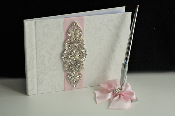 Wedding Guest Book, Guest Book with Pen, Wedding Guestbook, Custom Guest book, Blush Pink Guestbook, Pen Stand, Wedding Sign Wedding Journal