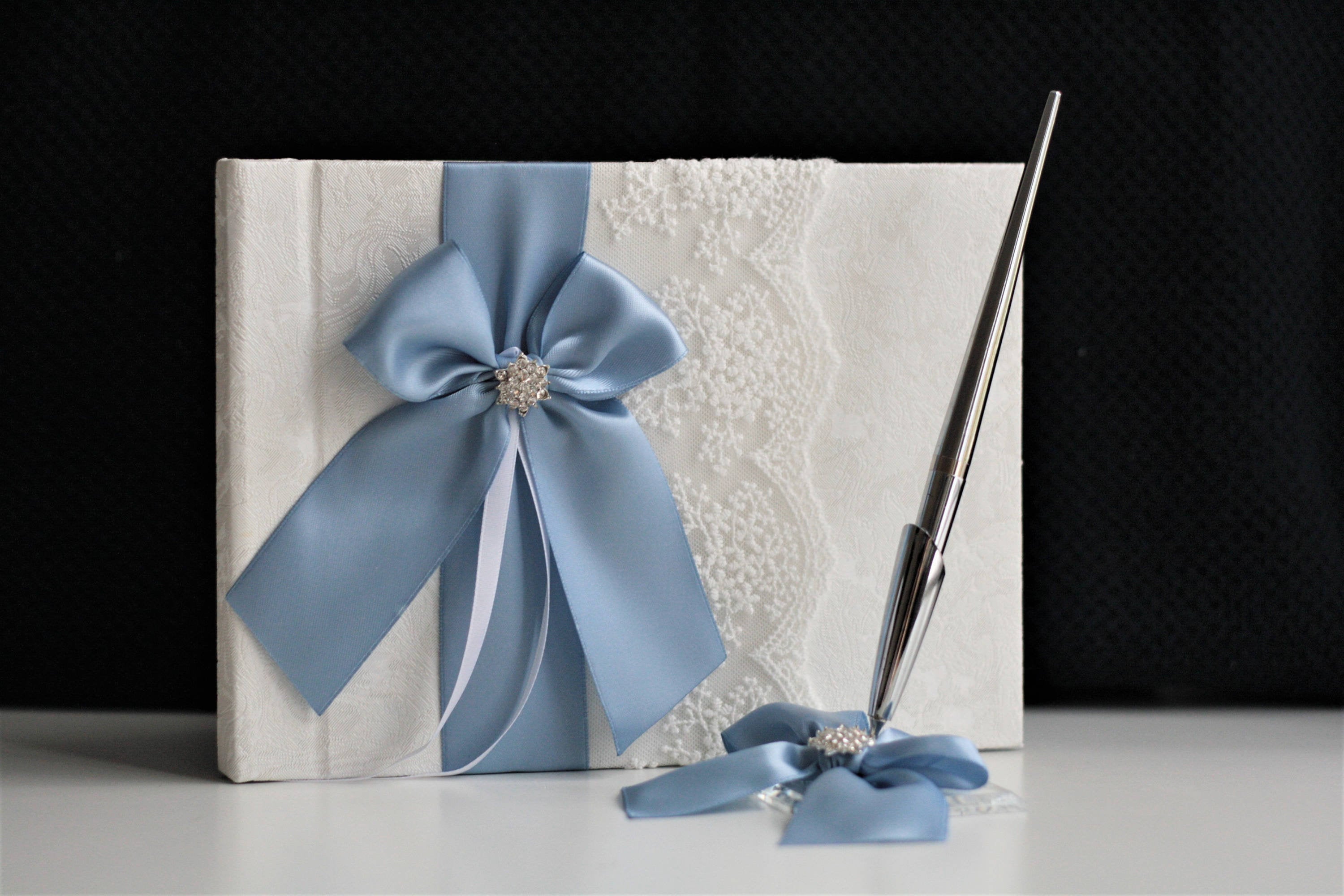 Personalized Wedding Romance Silver Guest Book Pen with Stand