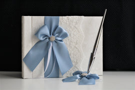Wedding Guest Book, Wedding Guestbook, Steel Blue Guestbook, Guest Book with Pen, Sign in Book, Baby Shower Book, Wishing Book, Pen Stand
