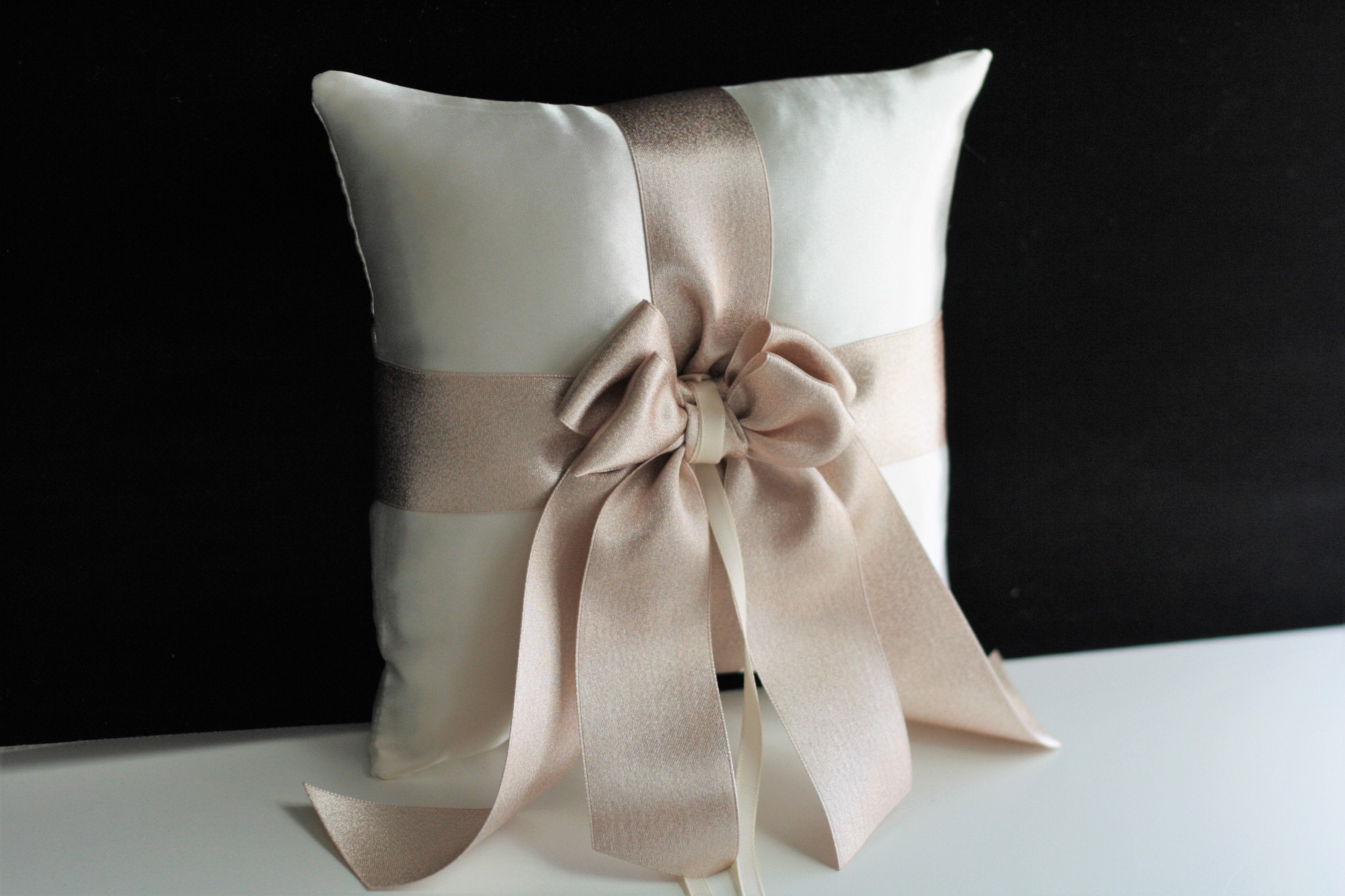 Wedding Ring Pillow with Decorative Pearls and Ribbon | eBay