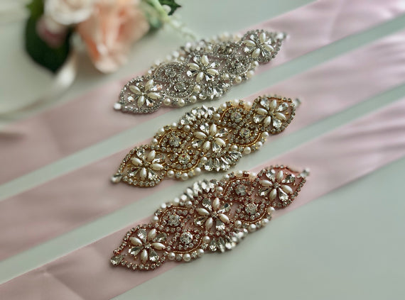 wedding dress belt rose gold Etsy Rose Gold, Opal Rhinestone Bridal Belt With Clasp- Champagne Crystal Clasp Belt- Gold Belt- Blush