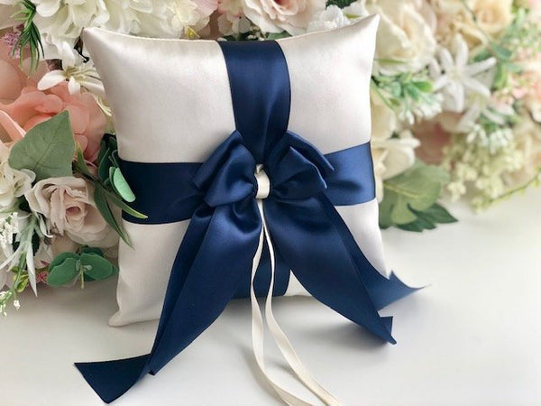 Navy Ring Bearer Pillow, Blue Ring Pillow, Navy Blue Wedding Ring Pillow, Ringkissen, Pillow for Wedding, Navy Ring Holder