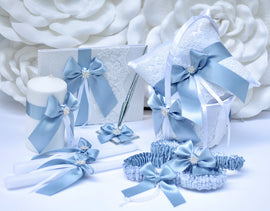 Steel Blue Wedding Decor, Flower Girl Basket and Ring Bearer Pillow Set, Blue Flower Basket Flower Girl Gift Bridal Gift Wedding Accessories
