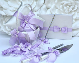 Flower Girl Basket and Ring Bearer Pillow Set in Lavender, Flower Girl Baskets and Ring Bearer Pillows Sets, Violet Wedding Accessories