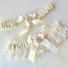 Wedding Garters Ivory Bridal Garter Set Wedding Garter Set Toss Keepsake Garters Bridal Shower Gift Ivory Prom Garters Ivory Garter Set