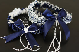 Navy Blue Wedding Garter Set \ Dark Blue Garters \ Navy Bridal Garters \ Navy Toss Garters \ Bridal Keepsake Garter \ Something Blue \