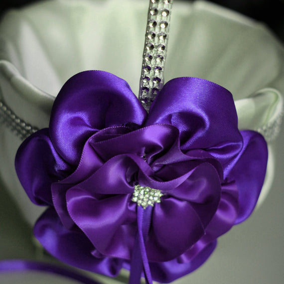 Purple Wedding Basket \ Purple Flower Girl basket \ Purple Petals Basket \ Violet Wedding Basket \ Wedding Ceremony Basket \ Ivory Basket